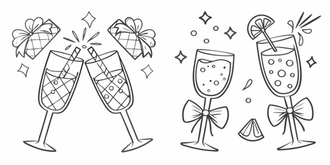 Celebratory cheers with champagne glasses gifts and festive decorations for a special occasion