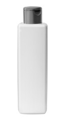 White plastic cosmetic bottle packaging mockup on transparent