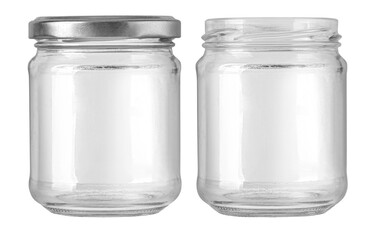 Empty glass jars with and without lid