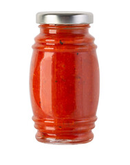 Glass jar filled with red pepper paste