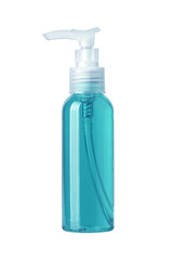 Blue hand sanitizer dispenser bottle clear plastic pump