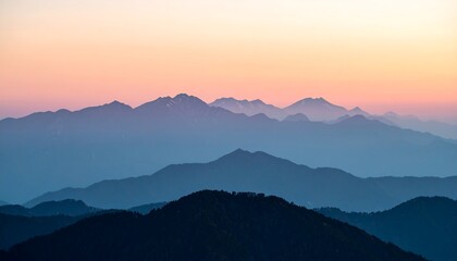 Fototapeta premium Mountain ranges at dawn