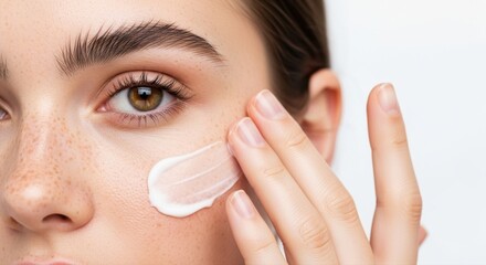 Close-Up of Woman Applying Moisturizer on Face