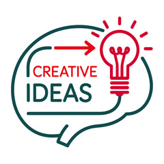 Creative Idea and Innovation Concept. Brainstorming process icon with brain and lightbulb symbol representing a solution and business strategy.
