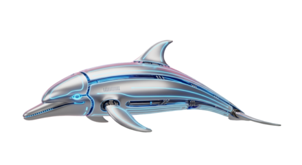 Futuristic Robotic Dolphin with Neon Blue Accents