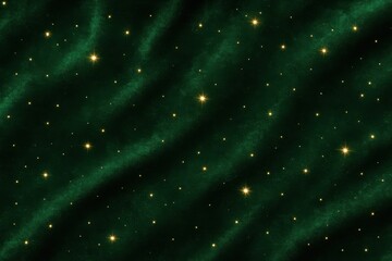Green velvet with stars texture. AI Generative.