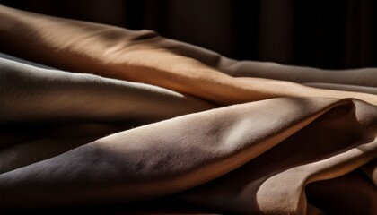Sculptural Folds Of Earth Toned Textiles In Dramatic Chiaroscuro Light