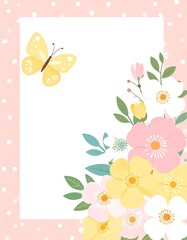 Pastel flowers and butterfly