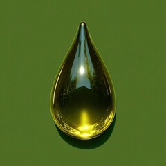 Olive oil drop reflecting nature's beauty and enhancing culinary flavors under bright light