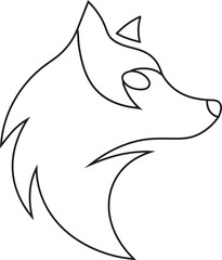 Fox, wolf, jackal, dog,  outline vector illustration, suitable for logo design, modern branding, and creative graphic projects.