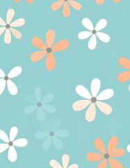 Pastel flowers on a light teal background