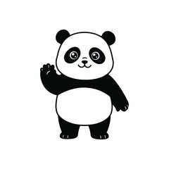 Cute Cartoon Panda Waving Hello