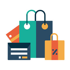 vector shopping bags with sale sign