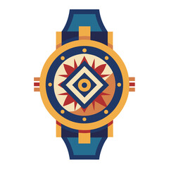 Create a detailed, elegant vector illustration of a luxury watch on a white background.