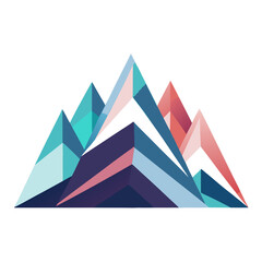 Create abstract, geometric mountain designs with soft color gradients and a clean, white background.