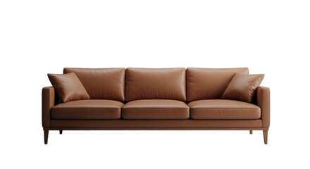 Fototapeta premium Modern Tan Leather Sofa with Black Background