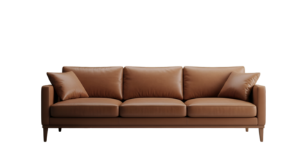 Modern Tan Leather Sofa with Black Background