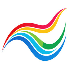 Create colorful abstract wave patterns with smooth, flowing lines, on a white background.