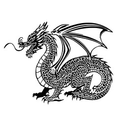 Unleash the power of imagination with this striking dragon vector!  Perfect for brands, creatives, and storytellers who want to symbolize strength, wisdom, and timeless mystique.