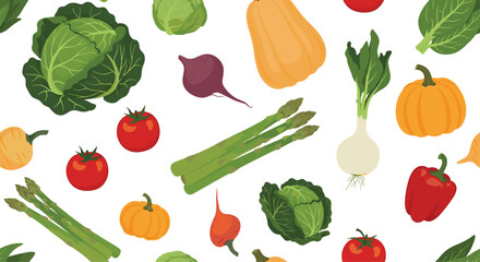 A colorful and diverse collection of fresh vegetables and produce artfully arranged on a white background for a healthy eating theme.