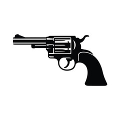 Silhouette of a classic revolver handgun ready for action
