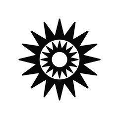 Stylized sun silhouette with intricate inner rays and sharp outer points