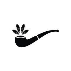 Elegant silhouette of a smoking pipe with feather accent
