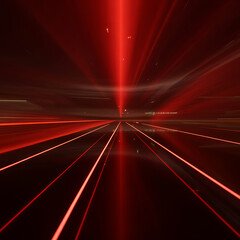 Ethereal Red Light Trails Speeding Through Darkness A Mesmerizing Display of Futuristic Motion and Illumination A Stunning Abstract