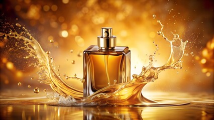 bottle of perfume on black background
