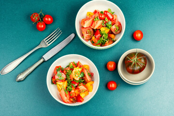 Salad of multi-colored tomatoes.