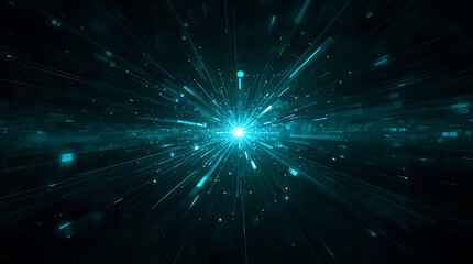 Fototapeta premium Abstract Blue Light Speed Technology Background with Data Streams and Particle Effects for Digital Innovation and Sci Fi Concepts