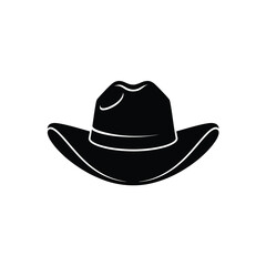 Simple silhouette of a classic cowboy hat isolated on a plain canvas