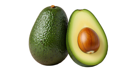 Fresh Avocado Halved and Whole on Black Background