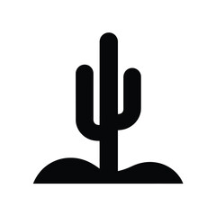 Desert landscape silhouette of a saguaro cactus