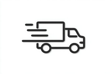 A delivery truck speeds along a road, with motion lines behind it to show its quick movement. The simple design emphasizes the concept of fast and reliable delivery service.