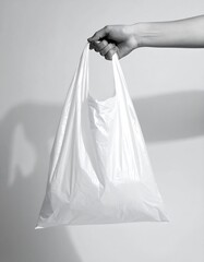 Hand holding plastic bag