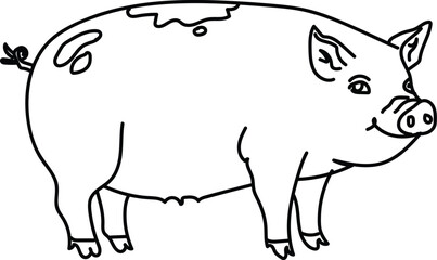 Pig Hand Drawn Doodle Art Sketch, Pig Doodle Sketch, Pig Doodle Drawing Illustration