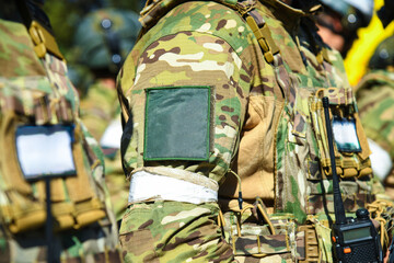 Modern soldier in camouflage uniform. The military concept