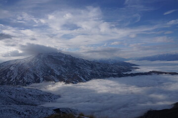 Fototapeta premium Snowy Peaks of Shahdag Mountains, Azerbaijan