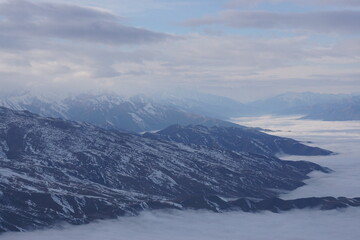 Fototapeta premium Snowy Peaks of Shahdag Mountains, Azerbaijan
