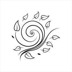 Abstract Wind and Leaf Flow Silhouette Illustration