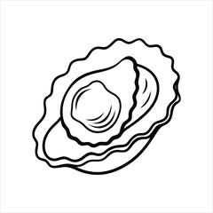Seafood Oyster Silhouette Line Art Illustration