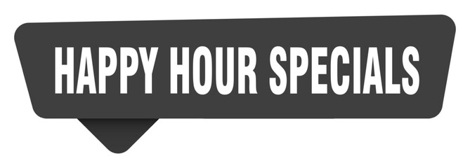 happy hour specials black sign isolated on transpatent background. happy hour specials sticker