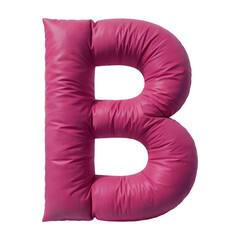 Pink Inflatable Letter B Pillow on White Background alphabet typography isolated on a transparent background