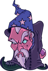 DARK WIZARD WITH HAT AND CRYSTAL BALL IN HAND