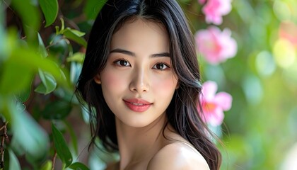 Beautiful woman in a garden setting