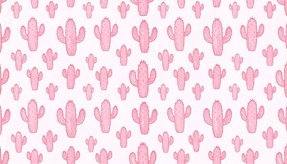 Pastel pink cactus pattern on white