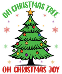 Oh Christmas Tree Joy Festive Holiday T-Shirt Design Vector.