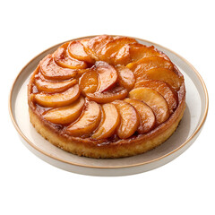 Tarte Tatin on Plate Isolated on White Background