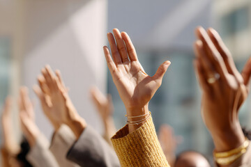 Universal celebration through symbolic hand gestures, universal victory gesture representing teamwork, universal accomplishment shown abstractly